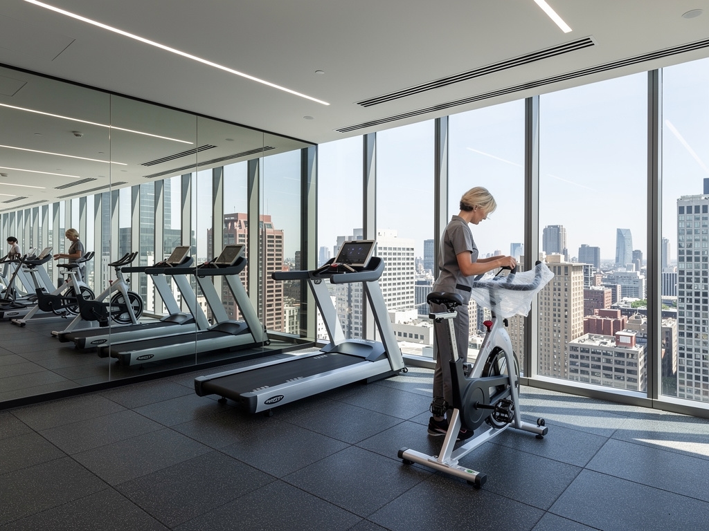 Strefa fitness i wellness w nowoczesnym biurowcu